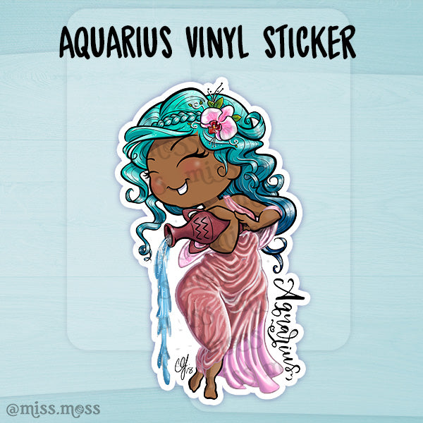 Aquarius Zodiac Horoscope Vinyl Die Cut Sticker Miss Moss Gifts