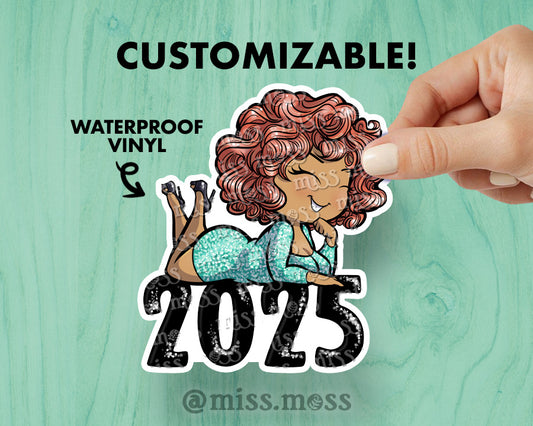 2025 New Years Girl Vinyl Sticker