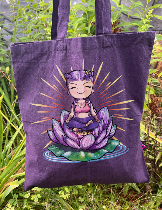 Lotus Flower Girl Purple Tote Bag