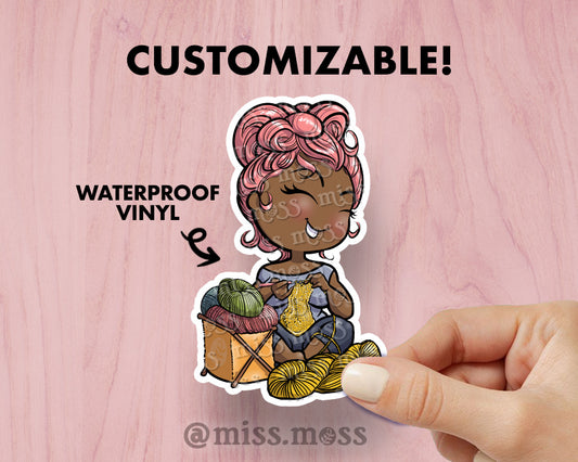 Crochet Girl Waterproof Vinyl Sticker