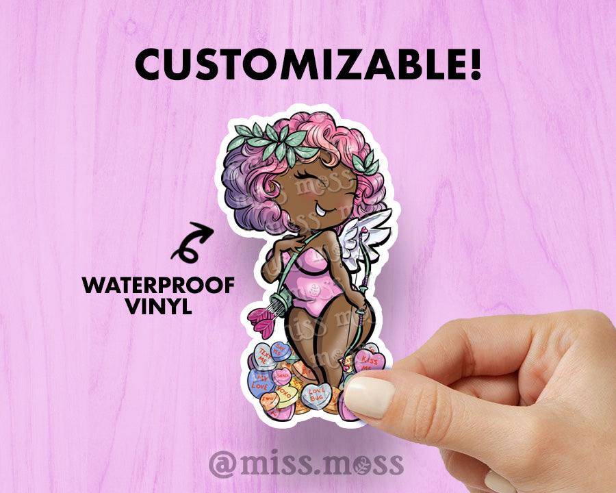 Curvy Cupid Valentine's Day Vinyl Sticker