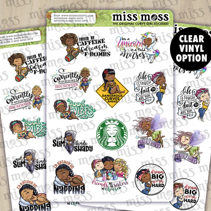 Curvy Girl Decal Sampler Vinyl Planner Stickers