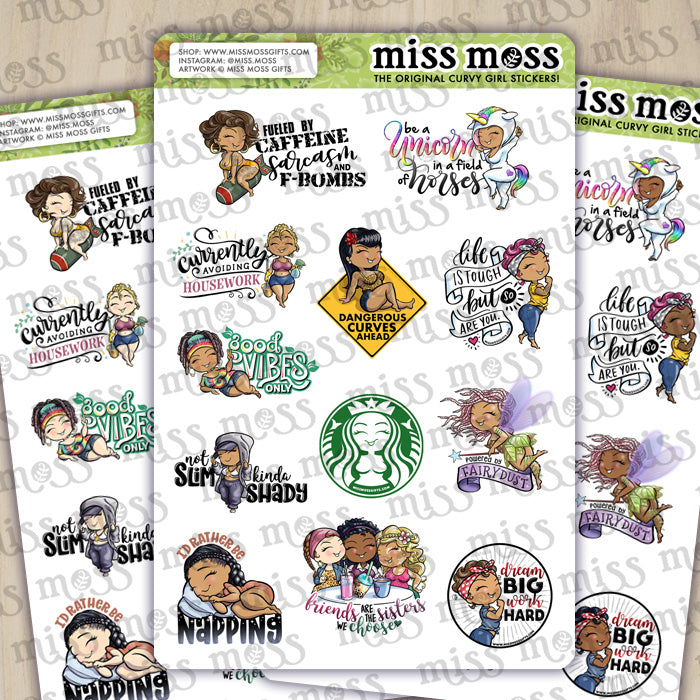 Curvy Girl Decal Sampler Vinyl Planner Stickers