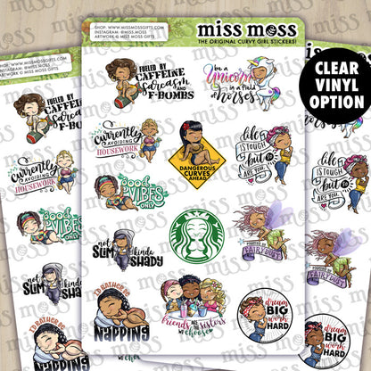 Curvy Girl Decal Sampler Vinyl Planner Stickers