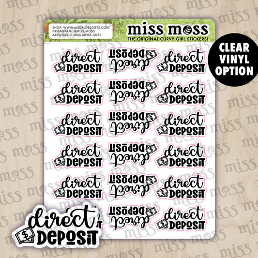 Direct Deposit Script Lettering Planner Stickers