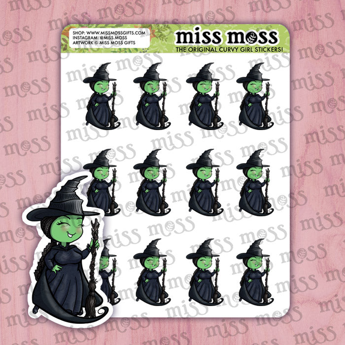 Green Witch Vinyl Planner Stickers