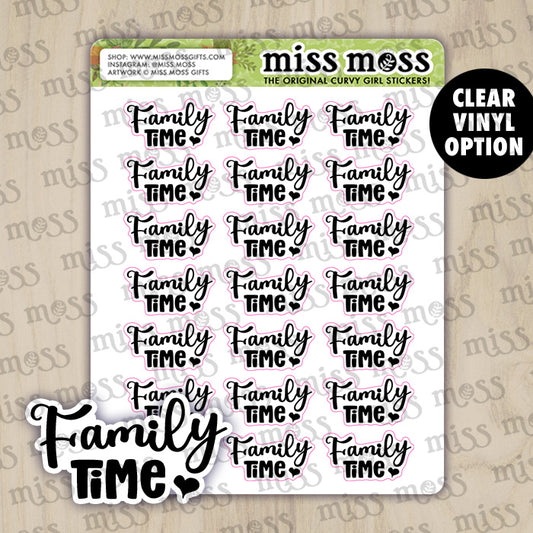 Family Time Script Vinyl Planner Stickers