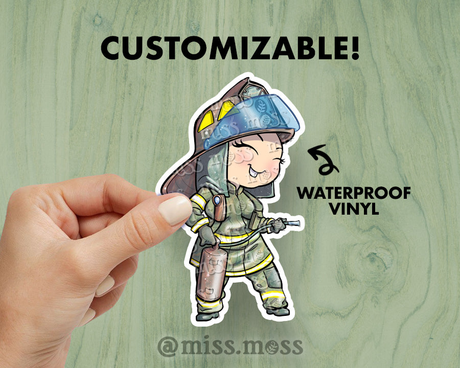 Firefighter Girl Waterproof Vinyl Sticker