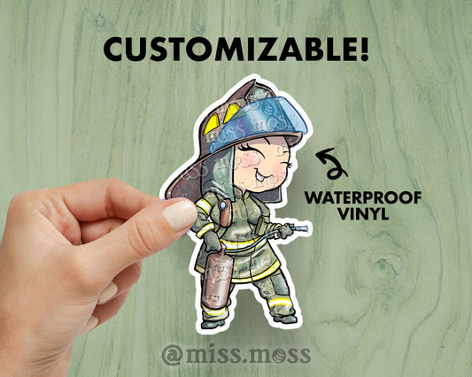 Firefighter Girl Waterproof Vinyl Sticker