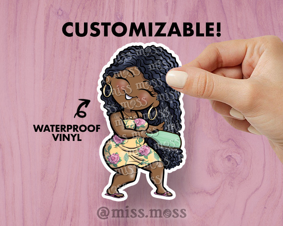 Hair Growth Girl Waterproof Vinyl Sticker