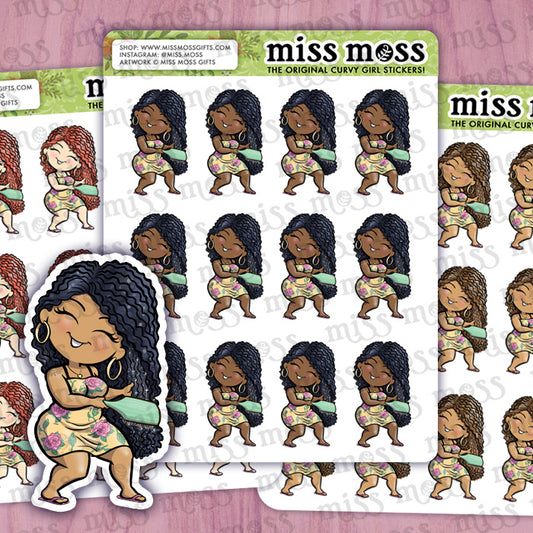 Hair Growth Girl Vinyl Planner Stickers