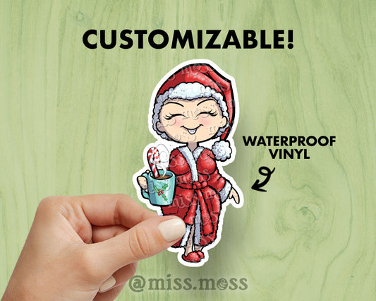 Holiday Coffee Girl Waterproof Vinyl Sticker