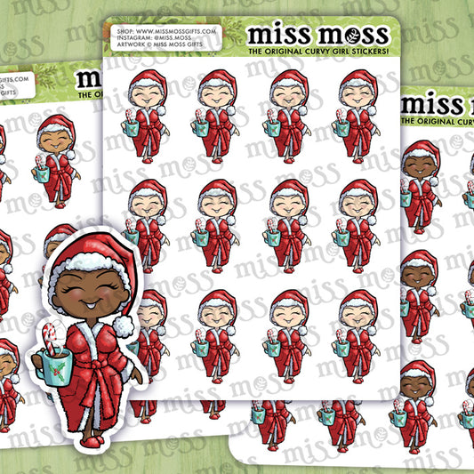 Holiday Coffee Girl Waterproof Vinyl Planner Stickers