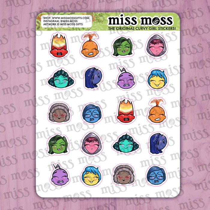 Inside Out Emoji Head Vinyl Planner Stickers