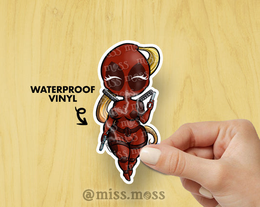 Lady Red Pool Waterproof Vinyl Sticker