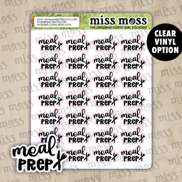 Meal Prep Script Vinyl Planner Stickers