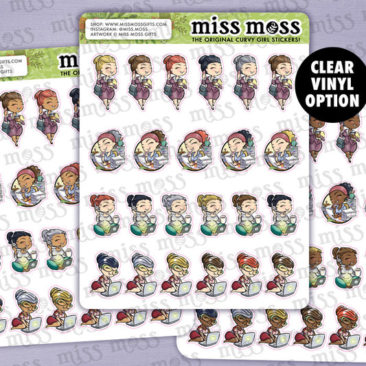 Mini Assorted Business Work Girls Vinyl Stickers