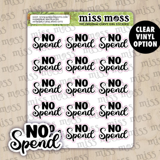 No Spend Script Lettering Planner Stickers