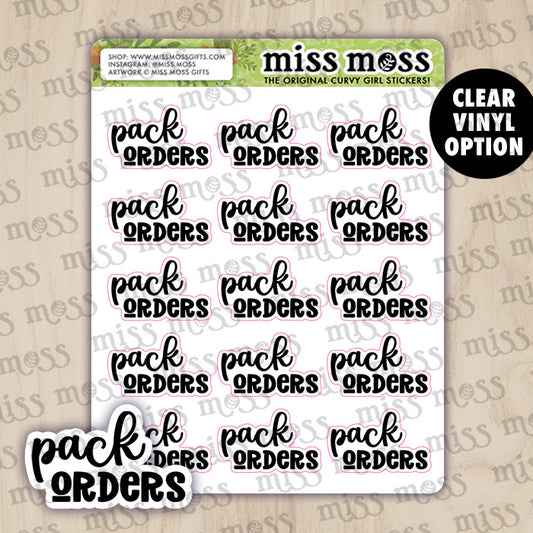 Pack Orders Script Lettering Planner Stickers