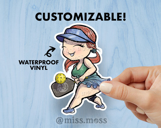 Pickleball Girl Waterproof Vinyl Sticker