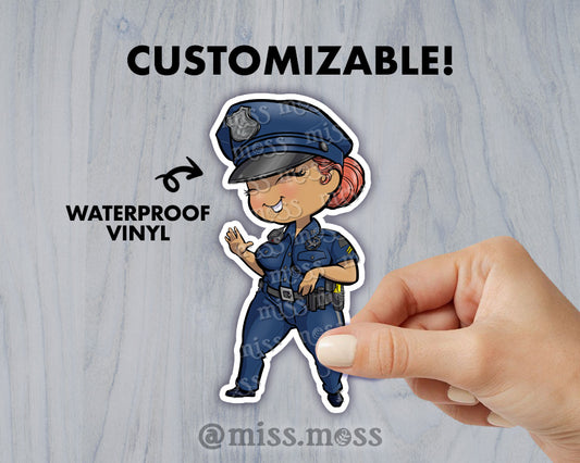 Police Girl Waterproof Vinyl Sticker