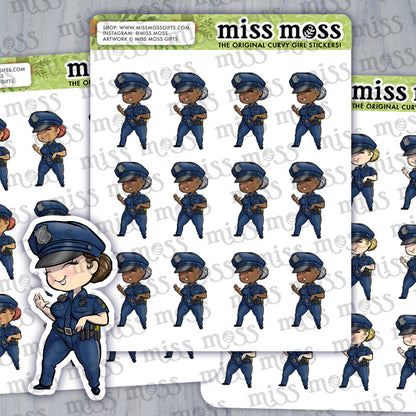 Police Girl Waterproof Vinyl Planner Stickers