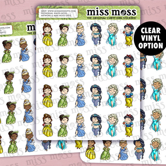 Mini Curvy Princess Vinyl Planner Stickers