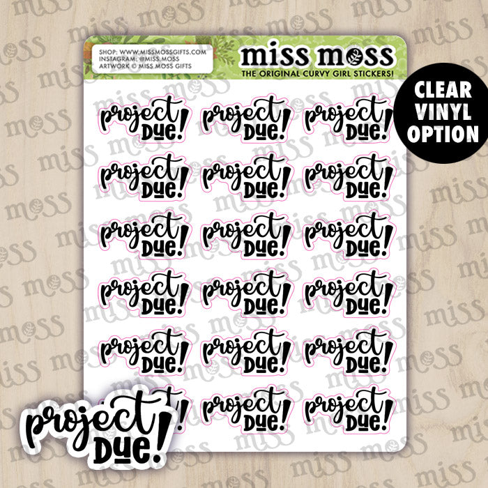 Project Due Script Lettering Planner Stickers