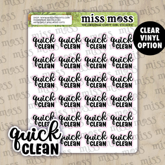 Quick Clean Script Vinyl Planner Stickers