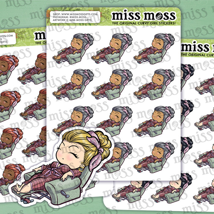 Recliner Girl Nap Queen Vinyl Planner Stickers