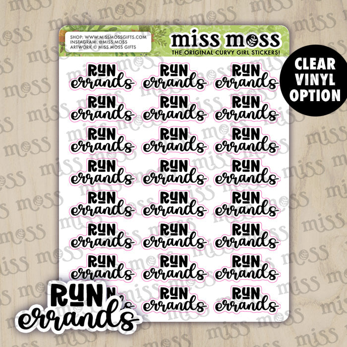 Run Errands Script Vinyl Planner Stickers