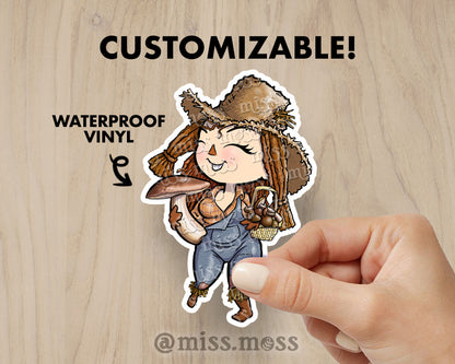 Mushroom Scarecrow Waterproof Vinyl Die Cut Sticker