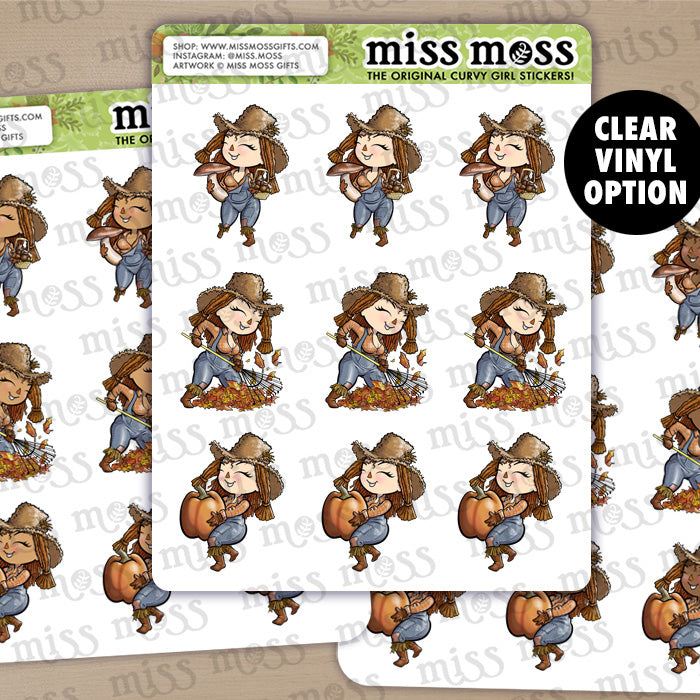 Fall Scarecrow Girls Vinyl Stickers