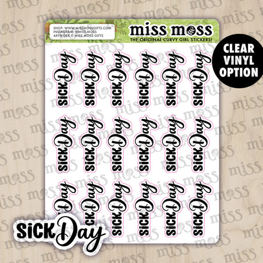 Sick Day Script Lettering Planner Stickers