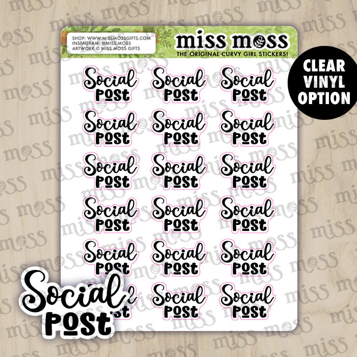 Social Post Script Vinyl Planner Stickers