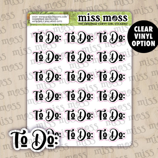 To Do Script Lettering Planner Stickers