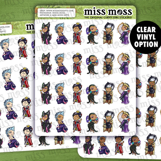 Mini Curvy Villain Vinyl Planner Stickers