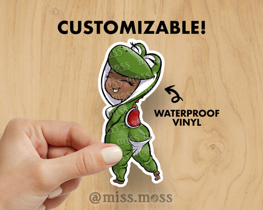 Dinosaur Onesie Girl Vinyl Sticker